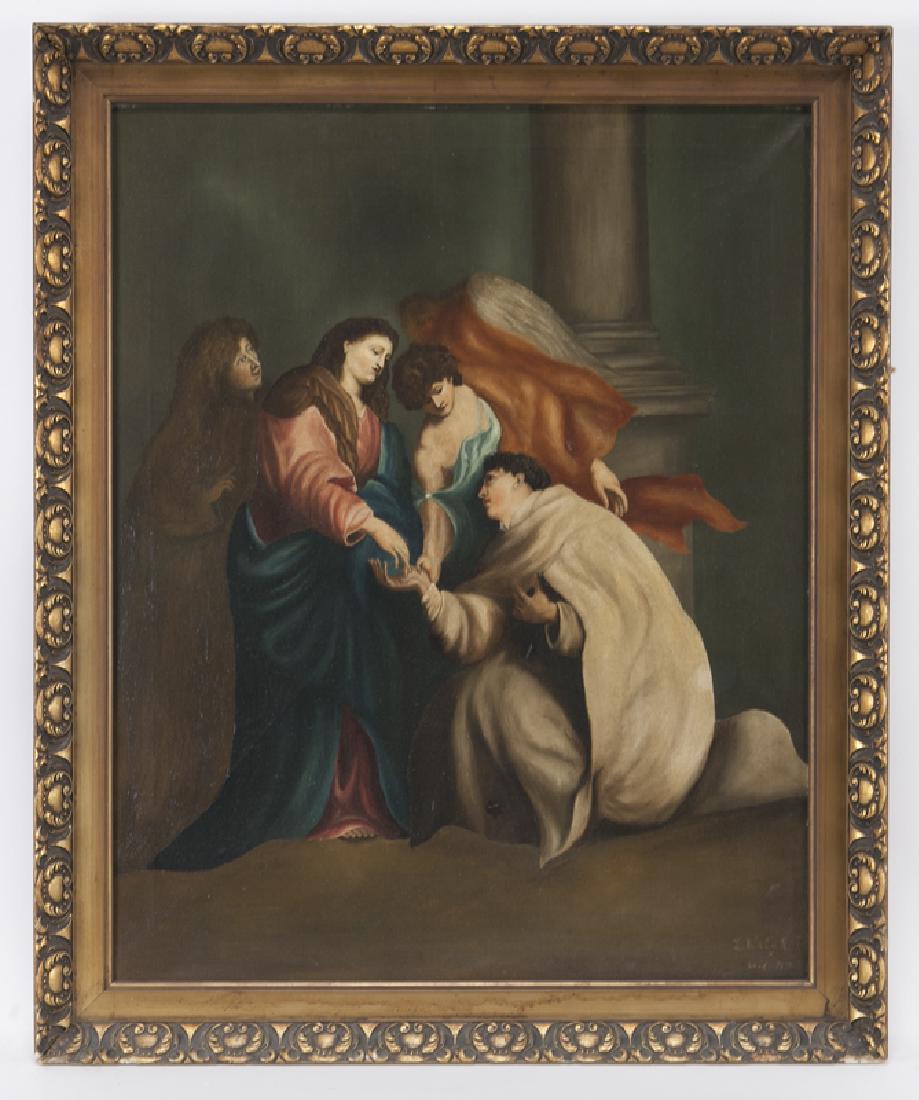 L. Van Eyck "Untitled (Religious scene)" oil on (1 of 5)