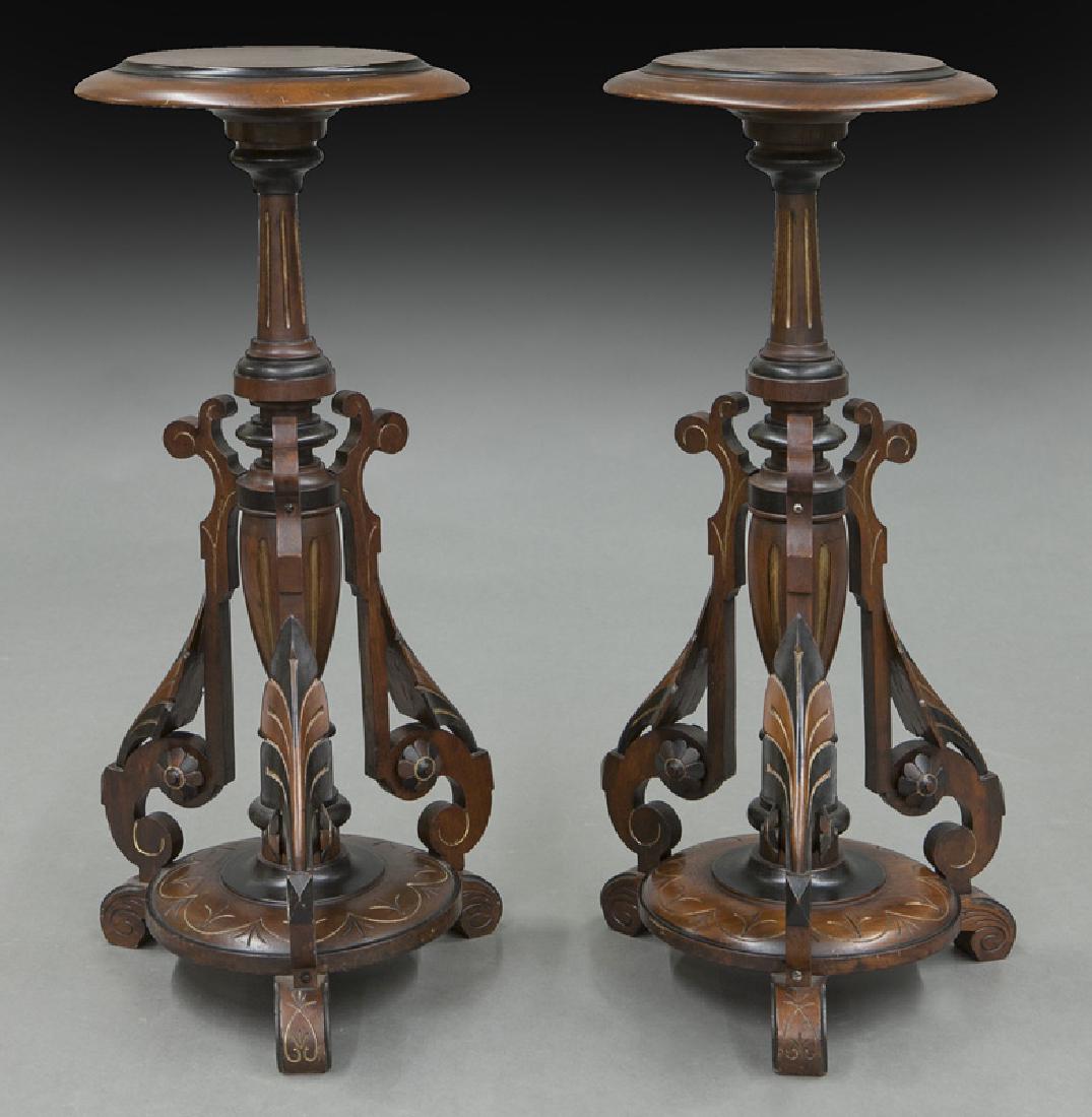 Pr. American Neo-Grec carved & gilt plant stands (1 of 1)