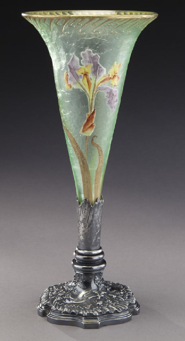 Mont Joye glass and metal cameo vase, (1 of 8)