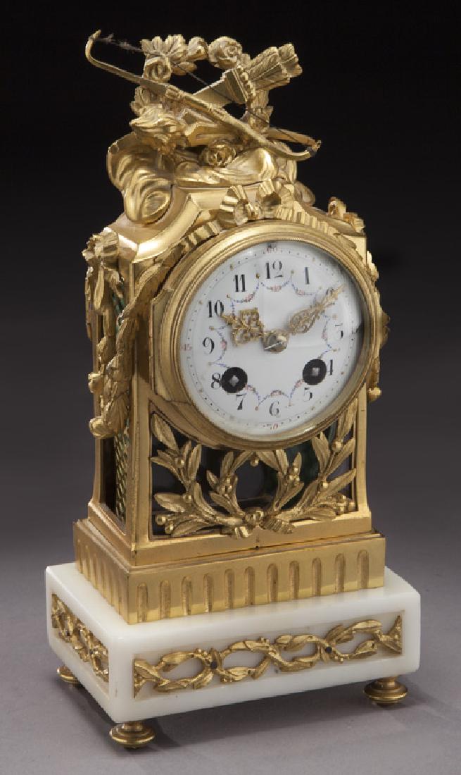 French gilt bronze and marble mantel clock, (1 of 7)