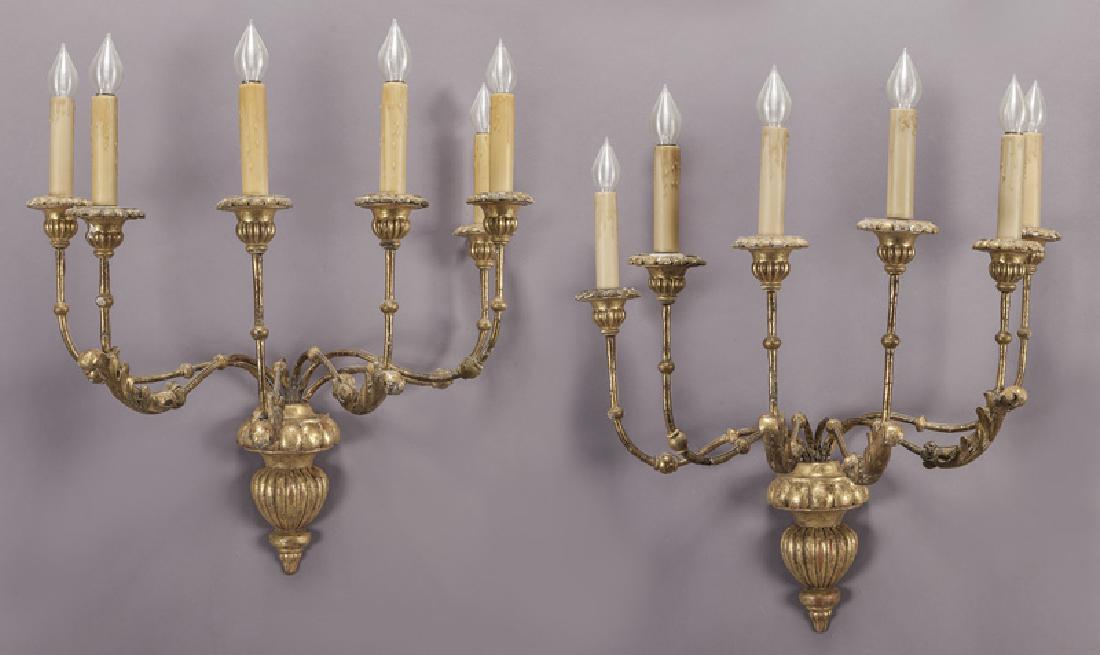 Pr. giltwood 6-light sconces (1 of 6)