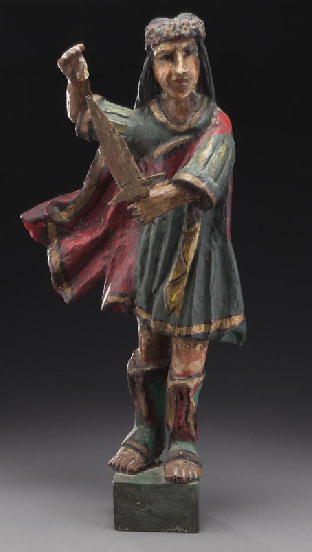 Polychrome carved wood religious figure (1 of 8)
