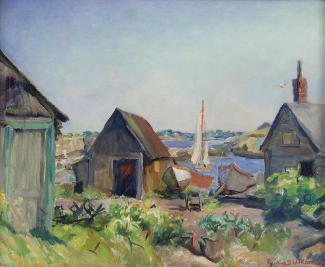 Pauline B. Williams "Untitled (Harbor scene)" oil (1 of 4)