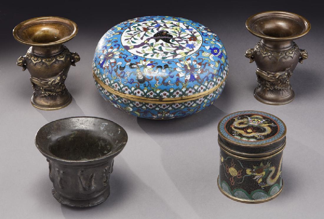 (5) Cloisonne and bronze vessels, (1 of 11)