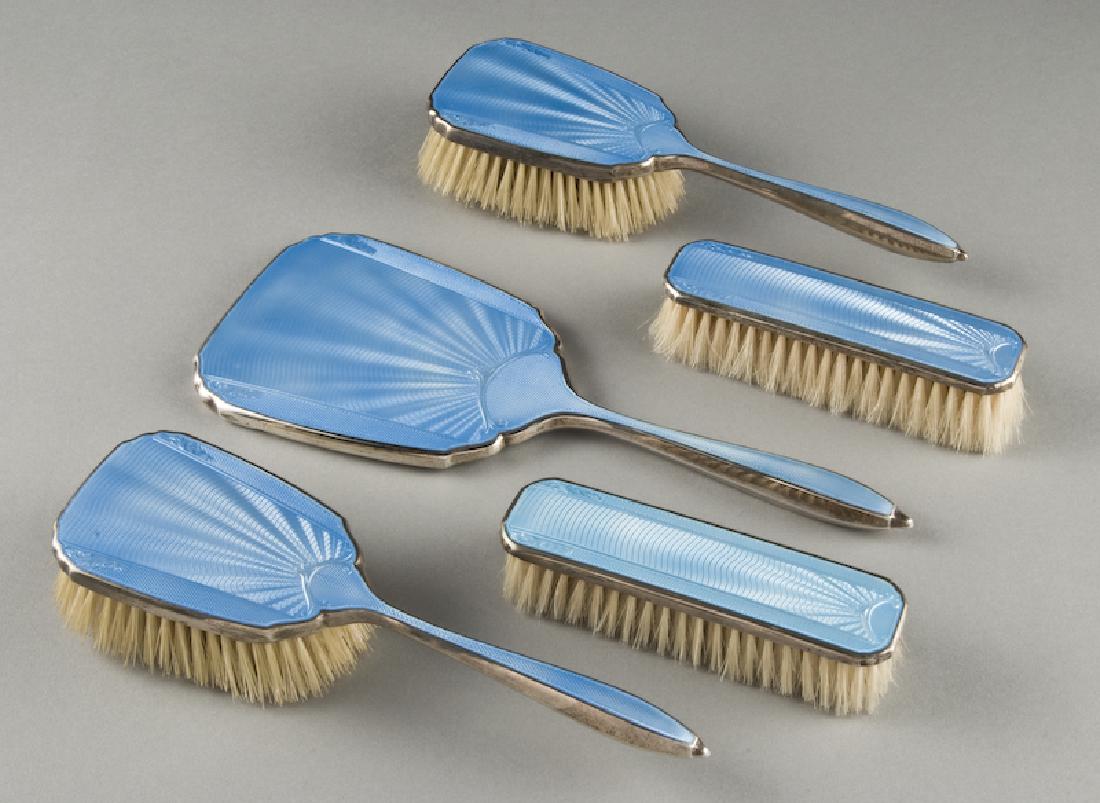 (5) Pcs. Art Deco blue enamel & silver vanity set (1 of 6)
