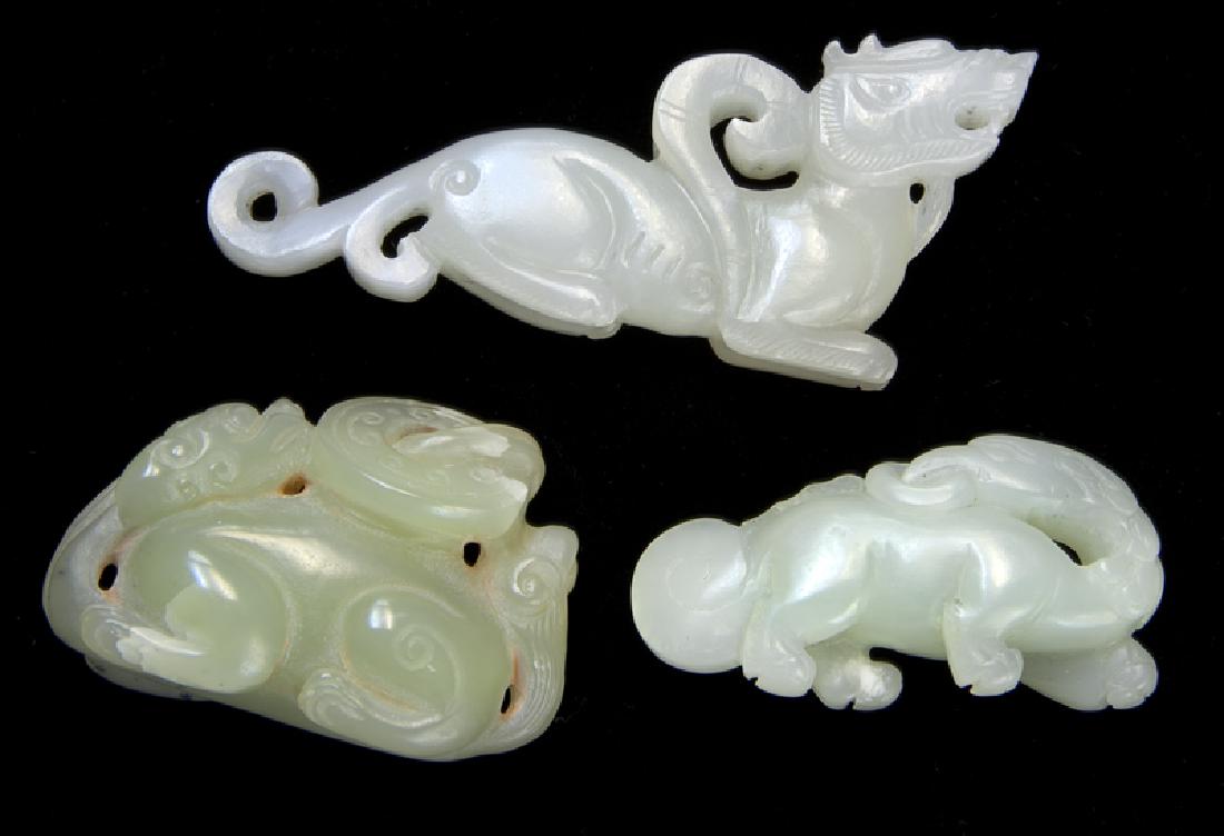 (3) Chinese jade carvings of mythical beasts, (1 of 2)