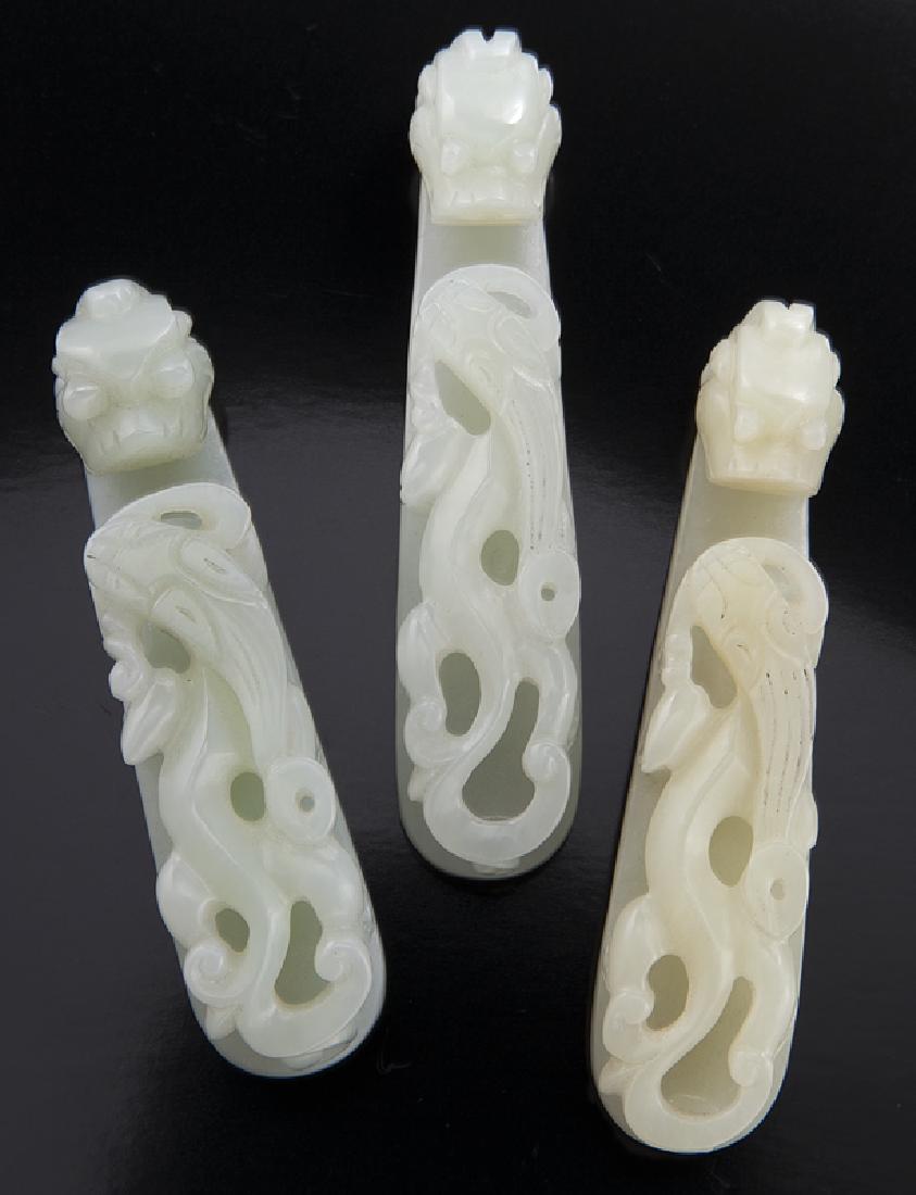 (3) Chinese Qing carved jade belt buckles (1 of 4)