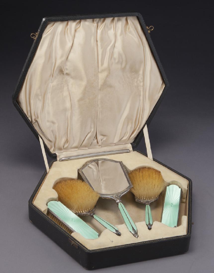 (5) Pcs. silver and enamel vanity set (1 of 4)