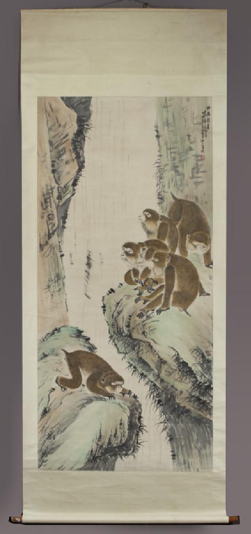 Chinese watercolor scroll by Zhu Wen Hou (1 of 4)
