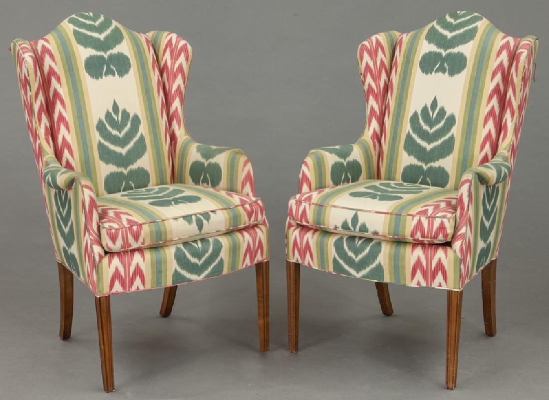 Pr. American wingback armchairs, (1 of 3)