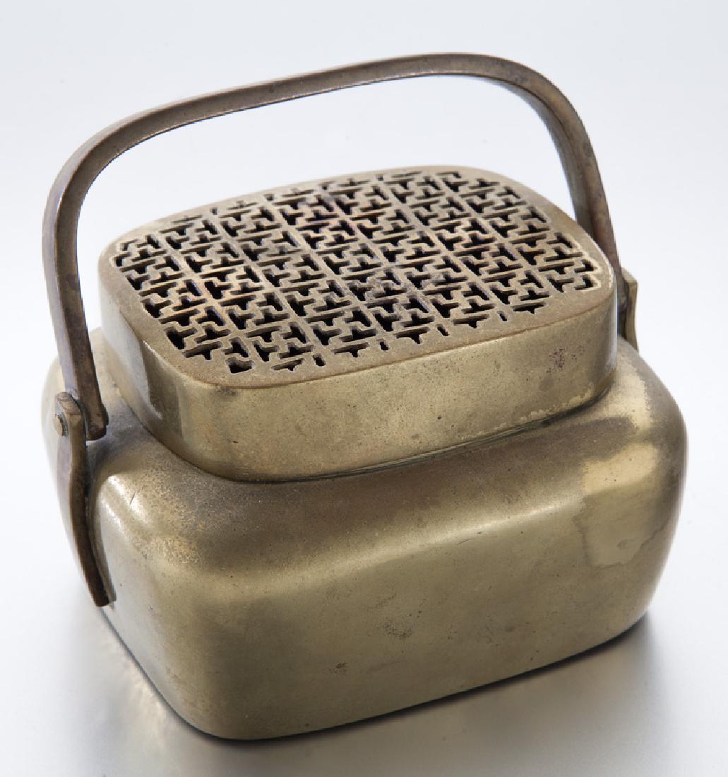 Chinese Qing brass hand warmer with Greek (1 of 6)