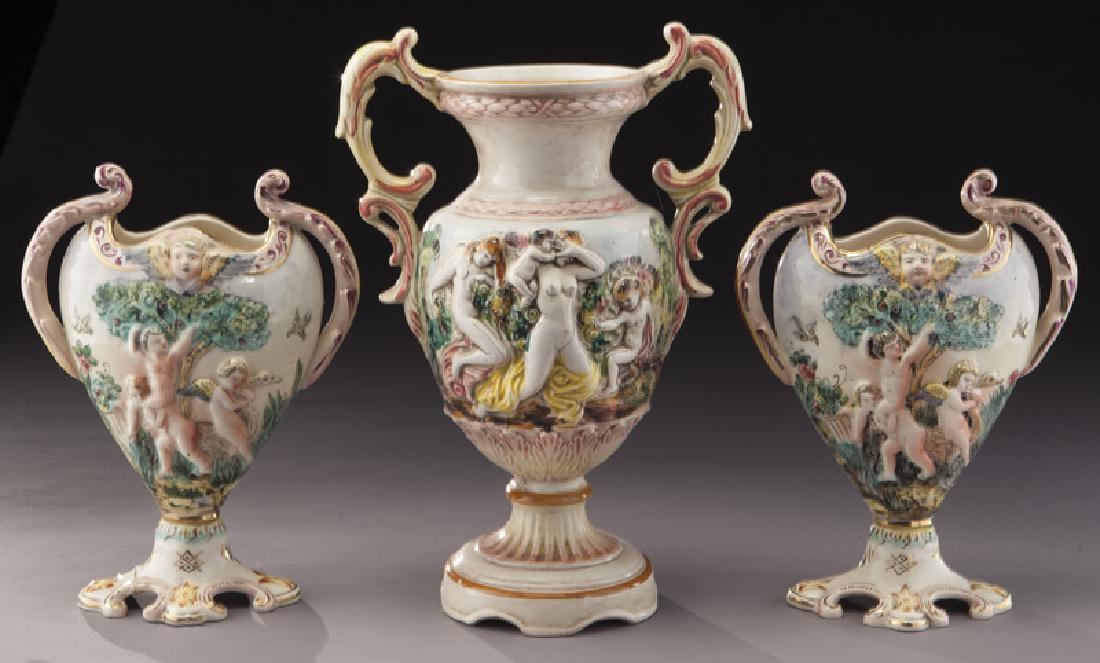(3) Capodimonte vases, (1 of 7)