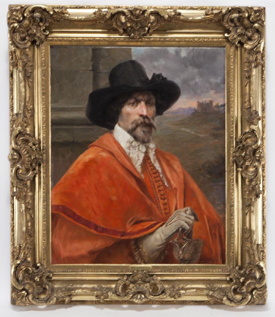 Alex de Andreis "Cavalier in Red Cloak" oil on (1 of 4)