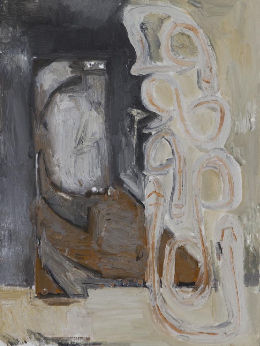 John Walker "Untitled (Abstract)" oil on: John Walker "Untitled (Abstract)" oil on canvas, 1987. Signed and dated on verso, "Walker 87". Canvas: 23.875"H x 17.875"W; Frame: 26.875"H x 20.875"W. John Walker (American, b. 1939).