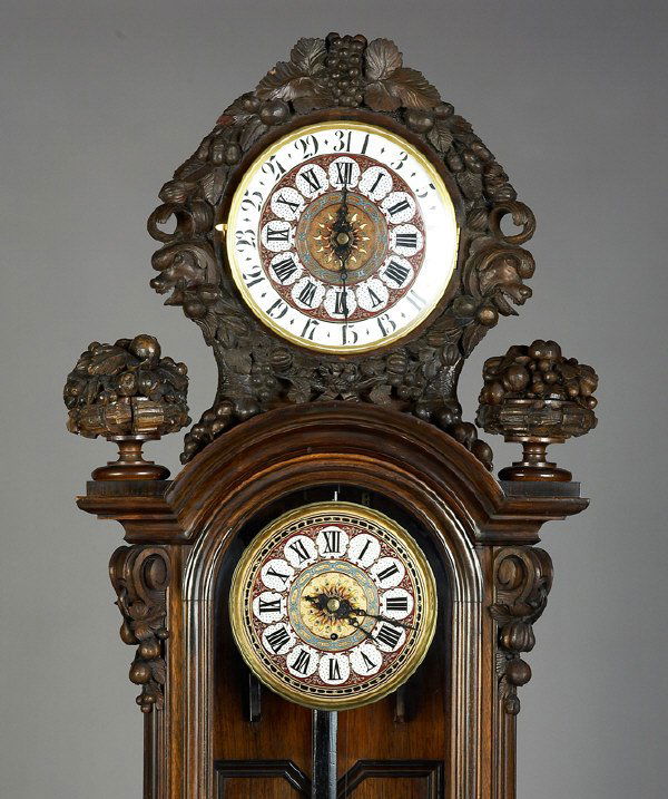 177 Vienna floor regulator clock with brass inlay, Lot 177