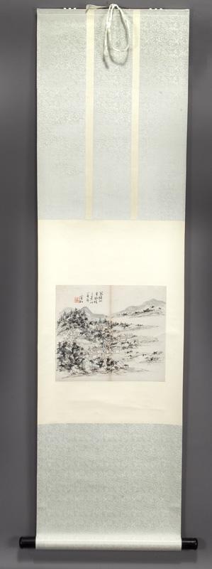 Huang Binhong watercolor on rice paper,: Huang Binhong watercolor on rice paper, depicting a corner of the landscape from Wu Zhou to Lin Gui. Signed, "Binhong" and sealed, "Huang Binhong". PROVENANCE: From the Estate of Wu Zuguang (1917-2003