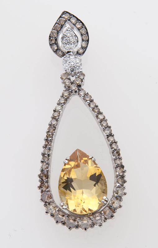 18K gold, diamond and Imperial topaz pendant, (1 of 2)