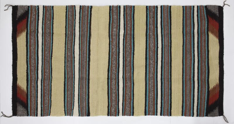 Navajo rug,: Navajo rug, in striped pattern. 61.5"L x 31"W, Circa - 20th C. PROVENANCE: From the SMU in Taos Campus Collection.