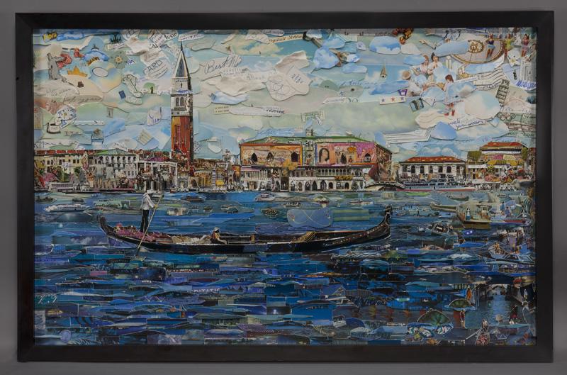 Vik Muniz "Venice (from Postcards from Nowhere)": Vik Muniz "Venice (from Postcards from Nowhere)" digital c-print, 2014. From an edition of 6. Print: 39.375"H x 62.375"W; Frame: 43.5"H x 66.5"W. PROVENANCE: Private Collection, Dallas, TX. NOTE: No a