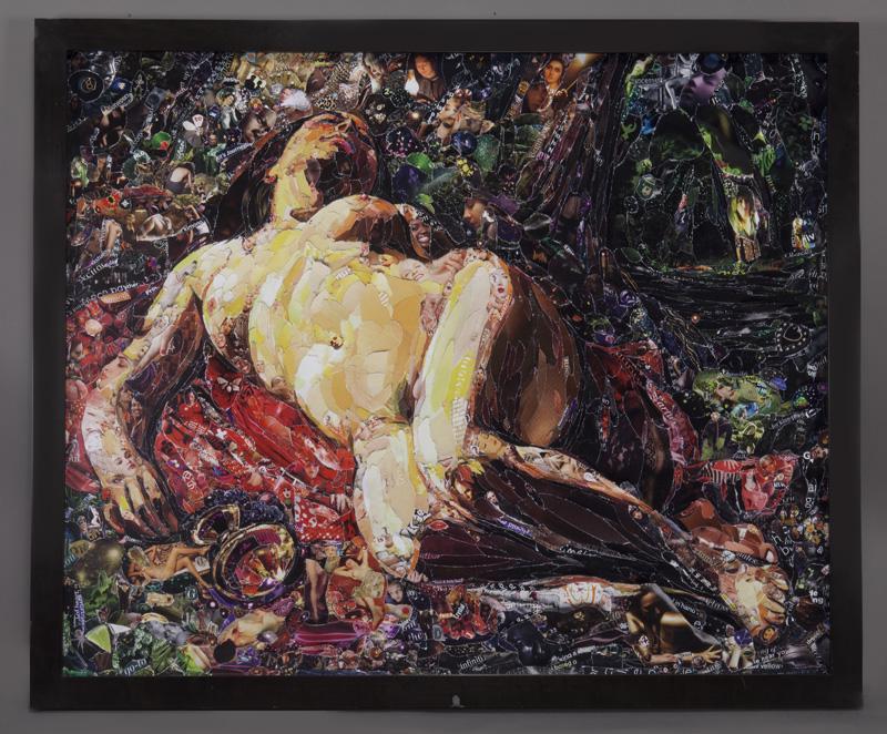 Vik Muniz "La Bacchante, after Gustave Courbet": Vik Muniz "La Bacchante, after Gustave Courbet" digital c-print, 2011. Signed and dated on affixed label to verso "Vik Muniz 2011". Edition: 2/6. Image: 40"H x 48.875"W; Frame: 43.5"H x 52.25"W. PROVE