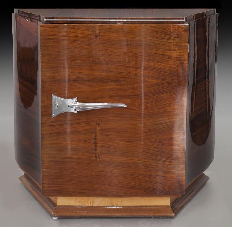 Art Deco cabinet: Art Deco cabinet with shelving to interior. 41"H x 45"W x 20"D, Circa - Mid 20th C.