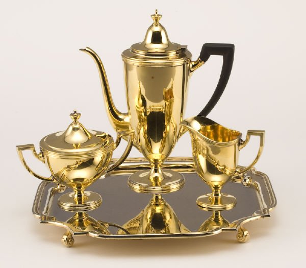 4 Pcs. Tiffany sterling silver vermeil tea set