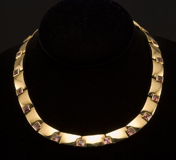 Chaumet 18K gold and rubelite necklace