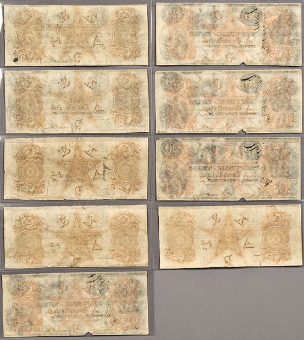 (9) $20 A-6 Republic of Texas banknotes, - 2