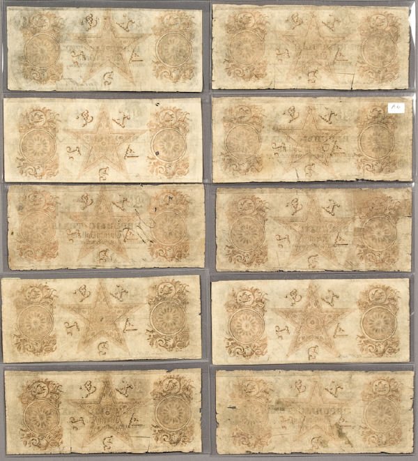 (10) $20 A-6 Republic of Texas banknotes, - 2