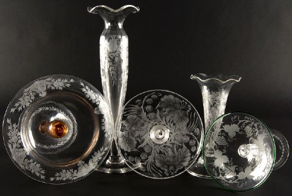 (5) Pcs. American art glass including: (1) Steuben - 2