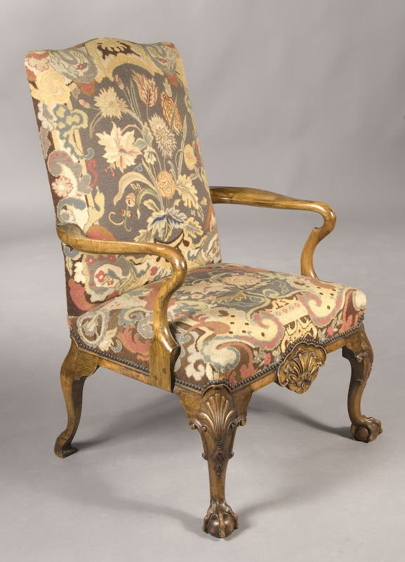 George III style walnut upholster armchair