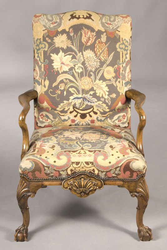 George III style walnut upholster armchair - 4
