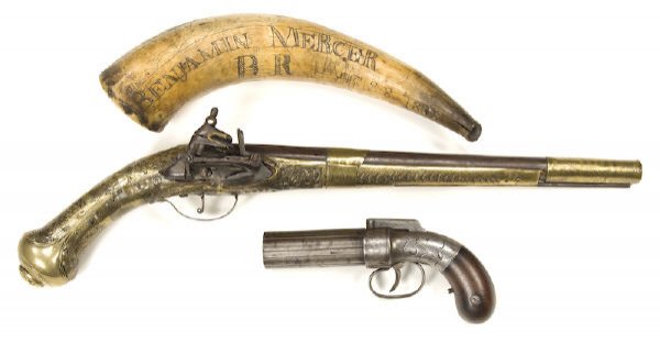 3 Pcs. Rare firearms and powder horn