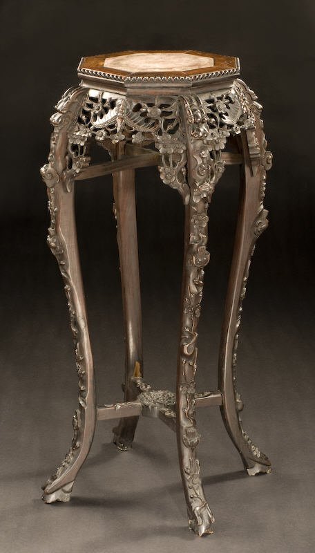 (3) Chinese carved rosewood stands - 2