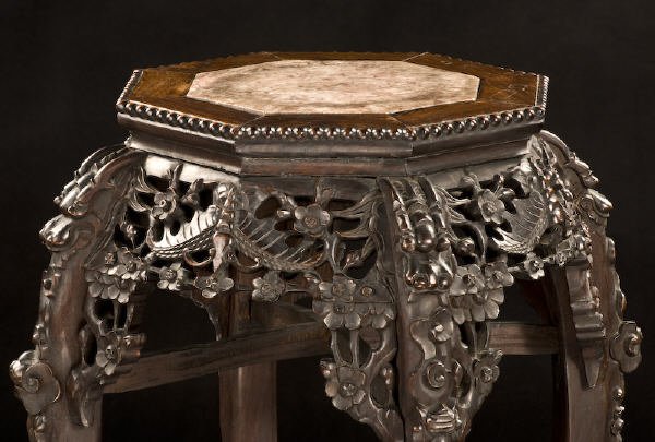 (3) Chinese carved rosewood stands - 3