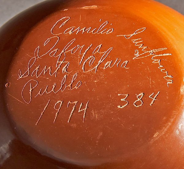 2 Pcs. Santa Clara sgraffito redware pottery - 2