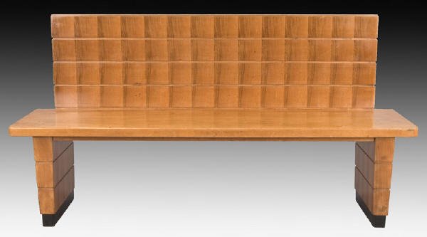 Italian Art Deco fruitwood bench,