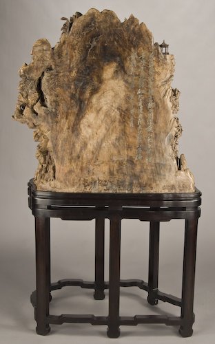 Chinese carved burl wood mountain - 6
