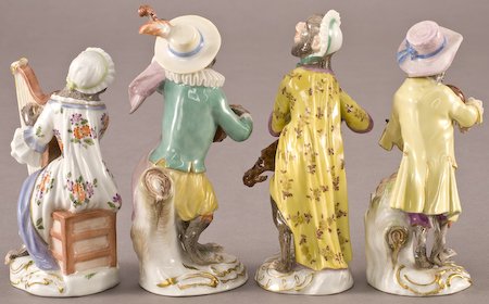 20 Pcs. Meissen porcelain monkey band figures - 10