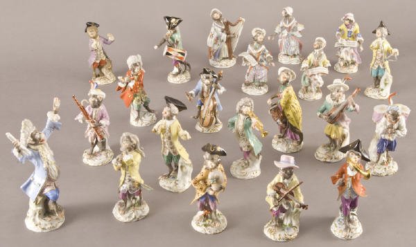20 Pcs. Meissen porcelain monkey band figures - 2