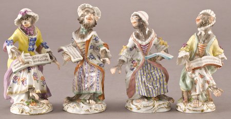 20 Pcs. Meissen porcelain monkey band figures - 3