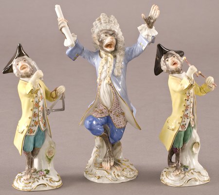 20 Pcs. Meissen porcelain monkey band figures - 6