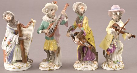 20 Pcs. Meissen porcelain monkey band figures - 9