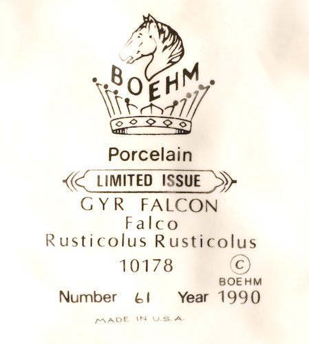 American Boehm bisque porcelain falcon sculpture - 7