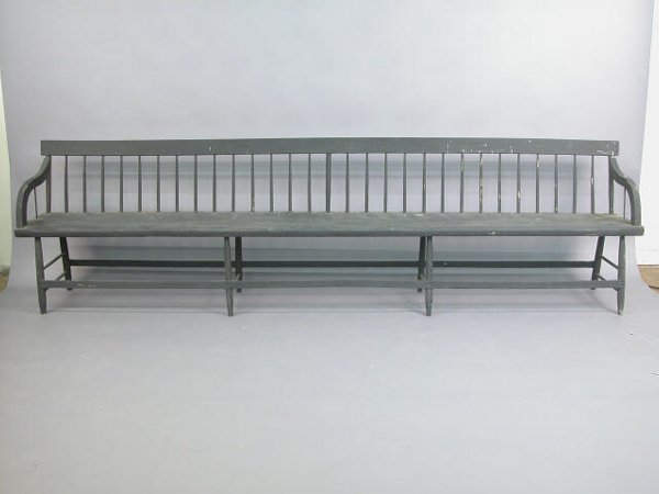 Primitive painted pine settle / bench