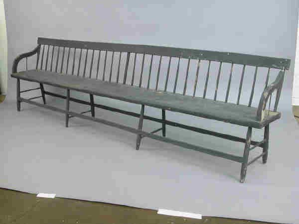 Primitive painted pine settle / bench - 2