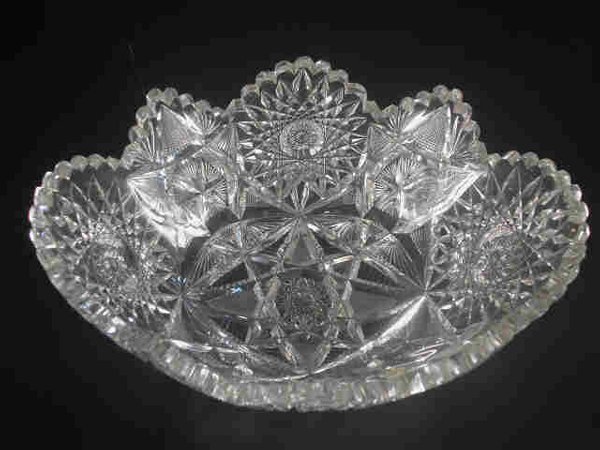 Brilliant cut glass banana bowl with
