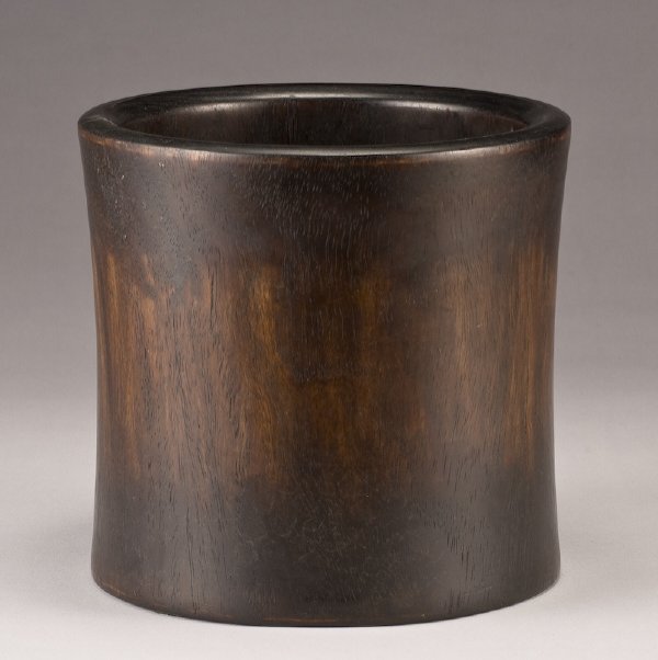 Chinese Qing carved huanghuali brushpot