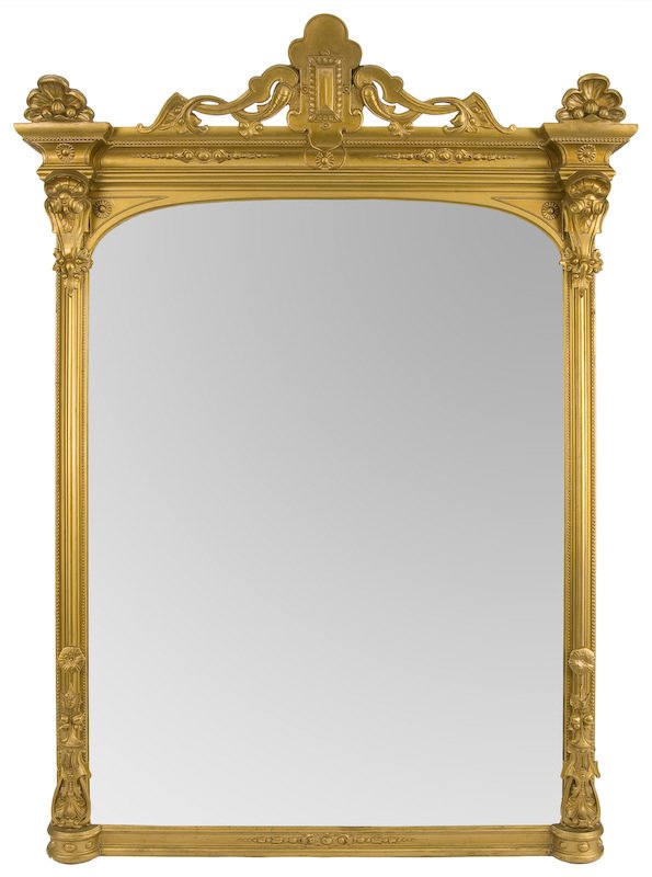 Large Renaissance revival style gilt wood mirror