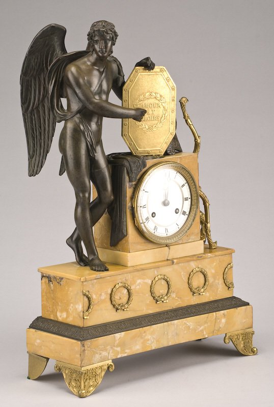 French bronze and marble figural clock of Cupid - 2
